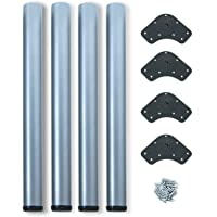 Emuca - Patas de mesa regulables Ø60x710mm- kit de 4 patas de acero- altura regulable 710-730mm- acabado gris metalizado
